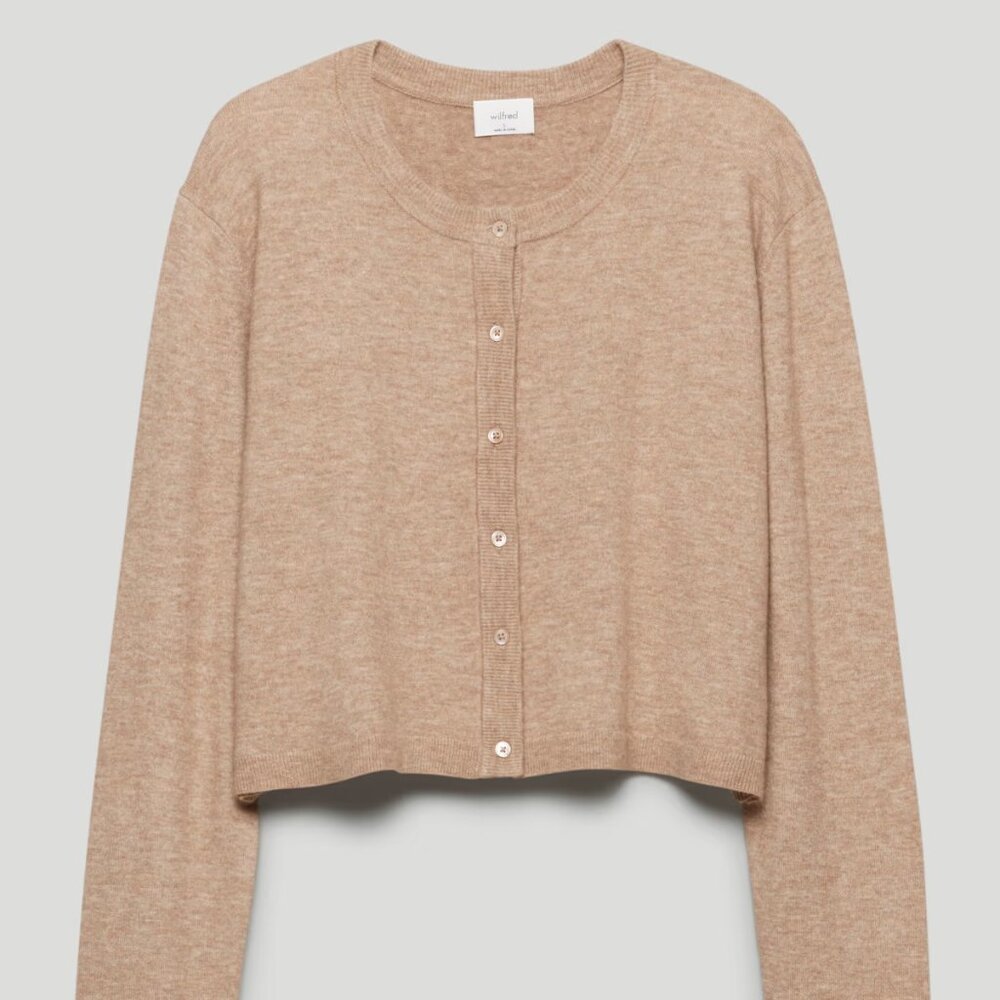 Aritzia Wilfred Sicily Cardigan Heather Gold Camel